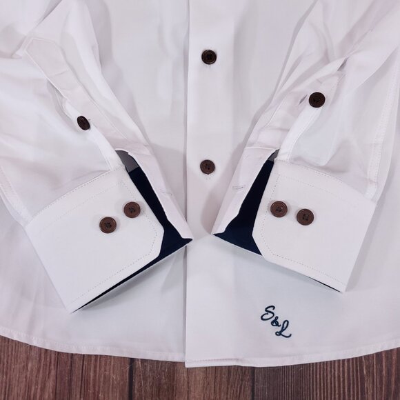 State & Liberty Shirt Small The Springer Limited Edition White with Navy Accents - Picture 8 of 14